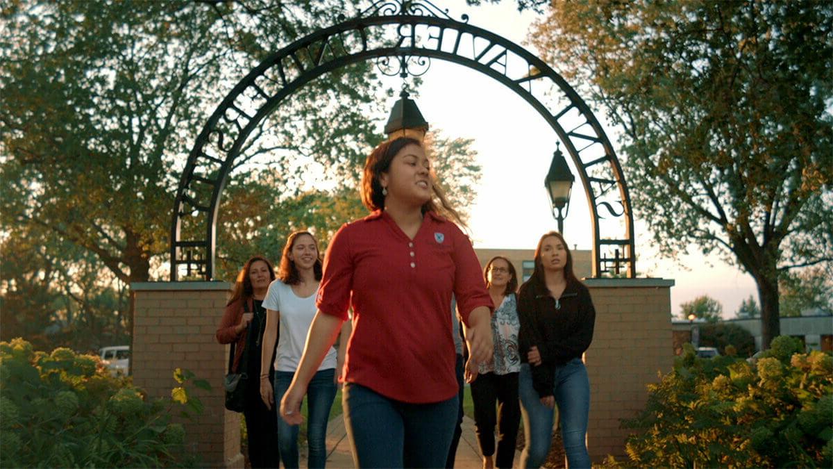 Student leader giving campus tour